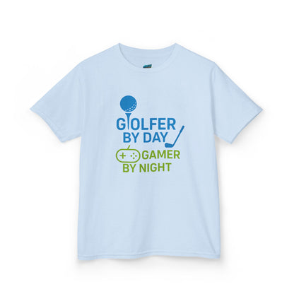 Golfer by Day, Gamer by Night Boys' Heavy Cotton T-Shirt