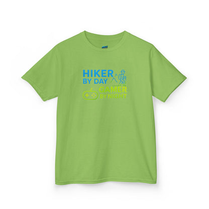Hiker by Day, Gamer by Night Hiking Girls' Heavy Cotton T-Shirt