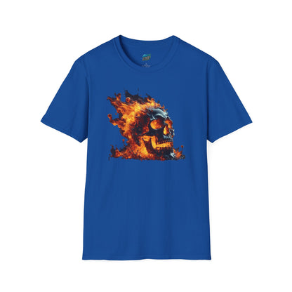 Flaming Skull Horror Men's Basic Softstyle T-Shirt