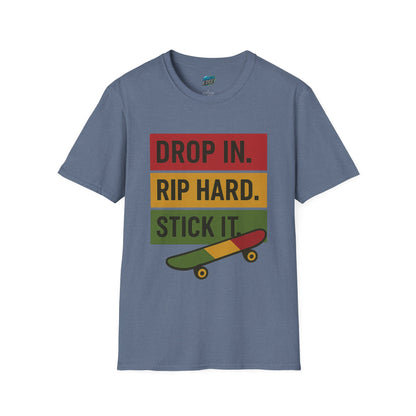 Drop In. Rip Hard. Stick It. Skateboarding Women's Basic T-Shirt