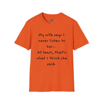My Wife Says... Husband Dad Joke Humor Men's Basic T-Shirt