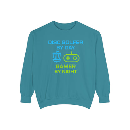 Disc Golfer by Day, Gamer by Night Men's Premium Relaxed Fit Crewneck Sweatshirt