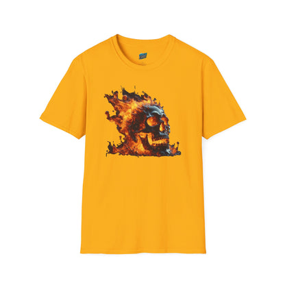 Flaming Skull Horror Men's Basic Softstyle T-Shirt
