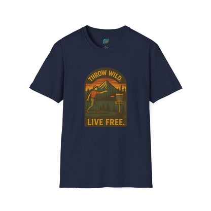 Throw Wild. Live Free. Disc Golf Vintage Men's Basic T-Shirt