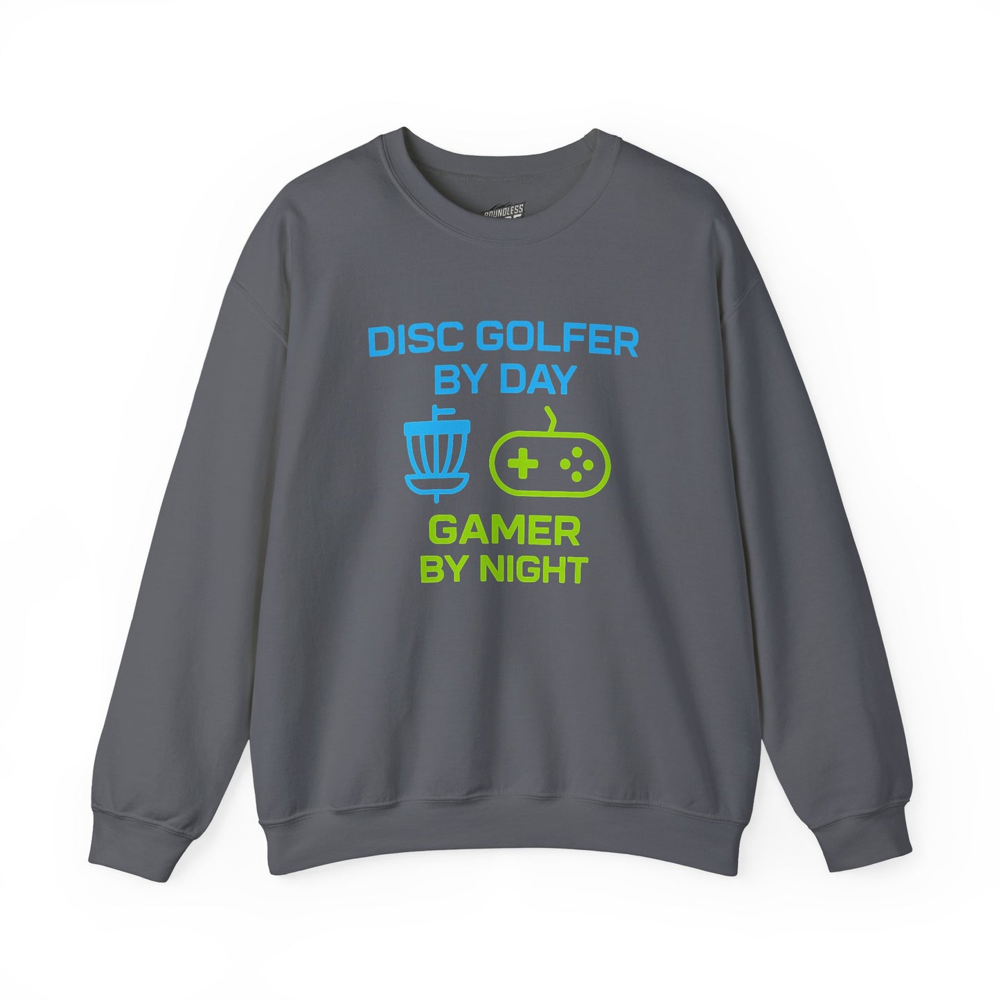 Disc Golfer by Day, Gamer by Night Men's Basic Crewneck Sweatshirt (Classic Fit)