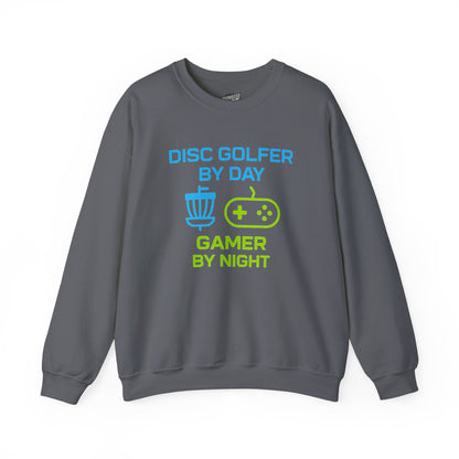 Disc Golfer by Day, Gamer by Night Men's Basic Crewneck Sweatshirt (Classic Fit)